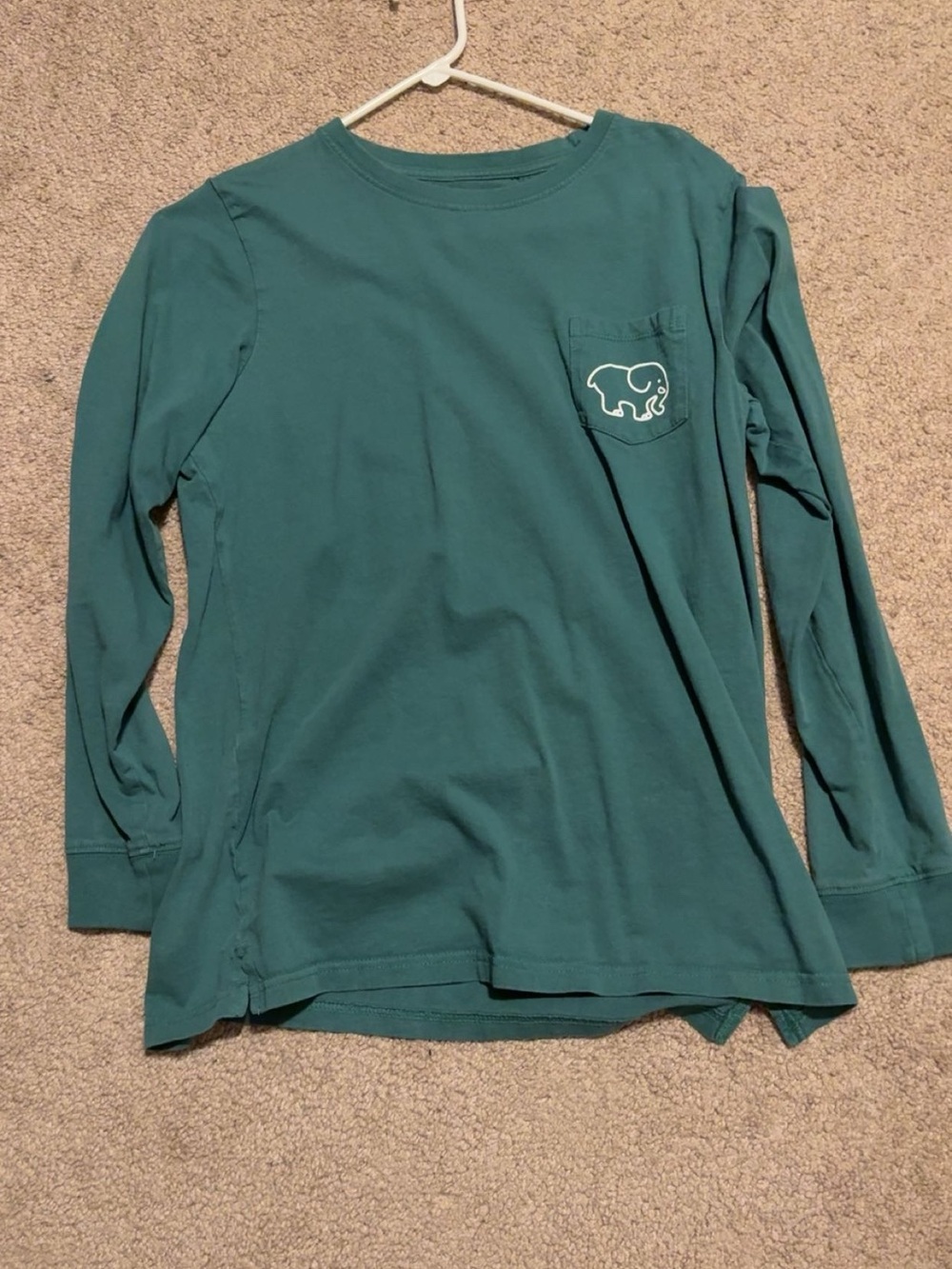 ivory ella Long Sleeve Pocket Tee in Teal Green